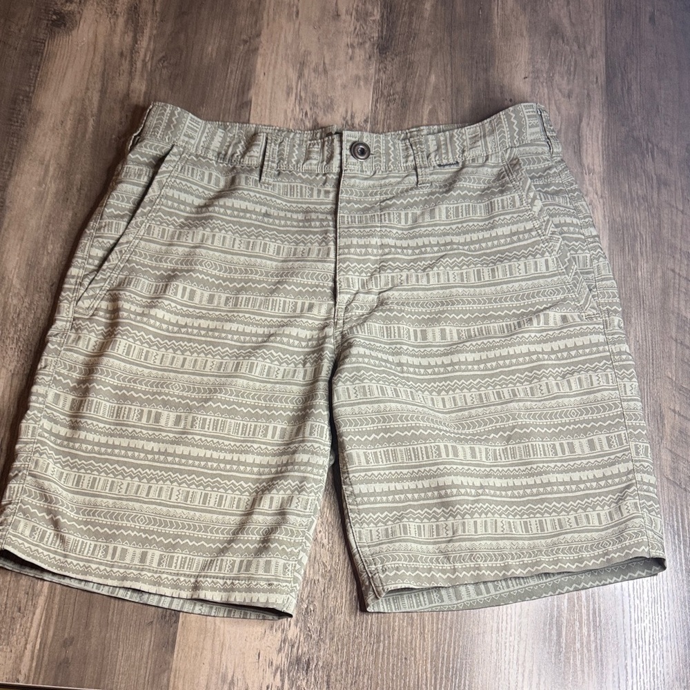 Hurley Olive Green Aztec Patterned Board Shorts